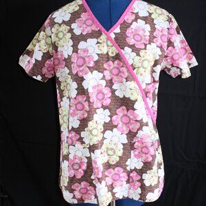 Women's Scrub H.Q. Multicolor Floral Scrub Top ~S ~